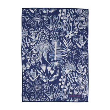 Annabel Trends Waffle Microfibre Tea Towel Rectangular 50x70cm Navy Natives