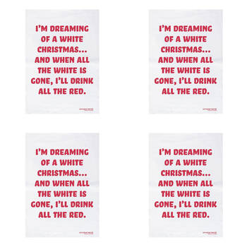 4PK Annabel Trends Christmas Cotton Tea Towels - White Xmas