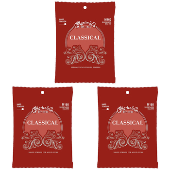 3PK Martin Guitar M160 Classical Nylon Guitar String Silver Plated Hard Tension