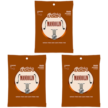 3PK Martin Guitar M400 Mandolin Strings 80/20 Bronze Light Gauge