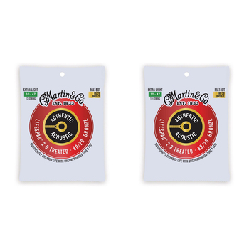 2PK Martin Guitar MA180T Authentic Treated 12 Strings 80/20 Bronze Extra Light