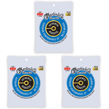 3PK Martin Guitar MA190 Authentic Instrument 12 Strings 80/20 Bronze Light