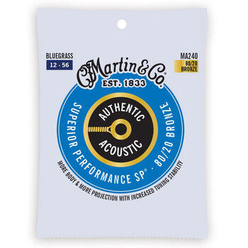 Martin Guitar MA240 Authentic Acoustic Strings 80/20 Bronze Bluegrass