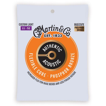 Martin Guitar MA535FX Authentic Flexible Core Strings Custom Light