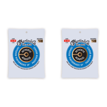 2x 3PK Martin Guitar MA540PK3 Authentic Strings 92/8 Phosphor Bronze Light