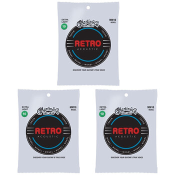 3PK Martin Guitar MM10X Retro Acoustic 6 Strings Monel WD Extra Light