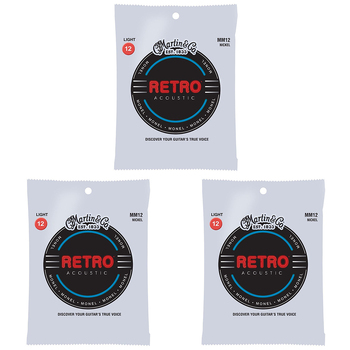 3PK Martin Guitar MM12 Retro Acoustic 6 Strings Monel Light Gauge