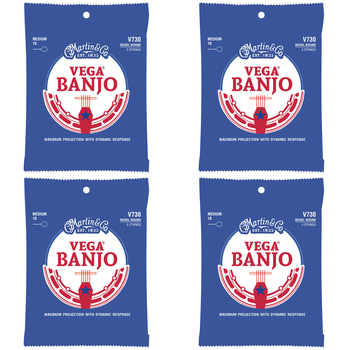 4PK Martin Guitar V730 Vega Banjo 5 Strings Nickel/Steel Medium Gauge