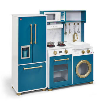 Plum Play Kids Bakehouse Traditional Wooden Kitchen with Fridge Oxford Blue 3Y+