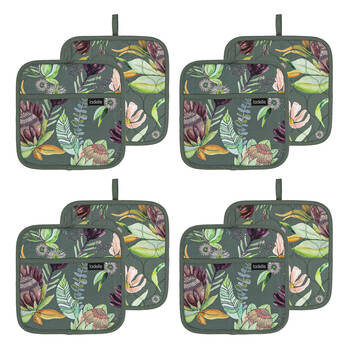 4x 2pc Ladelle Leura Cotton Pot Holder Square Mitt 21x21cm