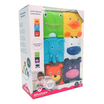 Edushape Soft & Squeezy Critter Blocks Baby Educational Fun Play Toy 6m+