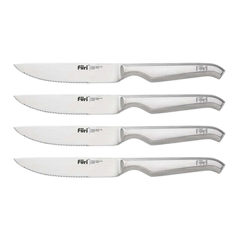 4pc Furi Japanese Steel Steak Knife Set 12cm Serrated Blade Silver