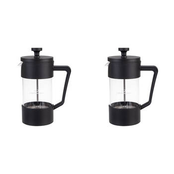 2PK Casabarista Oslo Accent Stainless Steel Coffee Plunger 3 Cup 350ml Black
