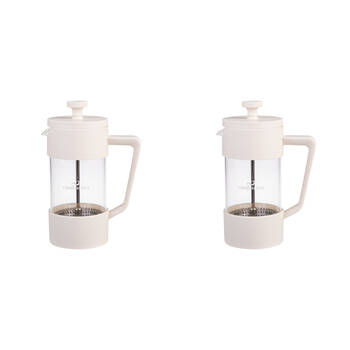 2PK Casabarista Oslo Accent Stainless Steel Coffee Plunger 3 Cup 350ml Cream