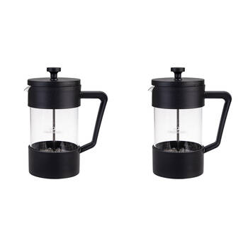 2PK Casabarista Oslo Accent Stainless Steel Coffee Plunger 5 Cup 600ml Black