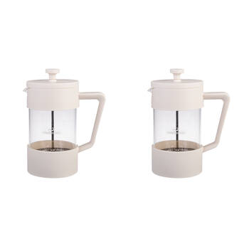 2PK Casabarista Oslo Accent Stainless Steel Coffee Plunger 5 Cup 600ml Cream