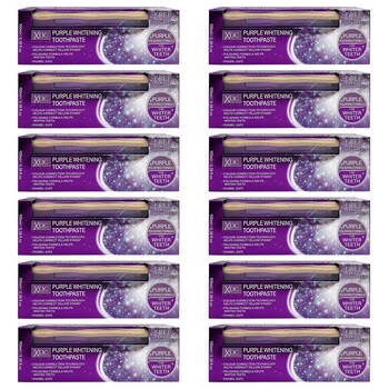 12PK XOC Purple Whitening Toothpaste w/ Bamboo Toothbrush Set For Whiter Teeth 100ml