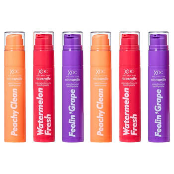 6PK XOC NiceSmile Fruit Flavour Fluoride Toothpaste Cavity Protection 60ml Assorted