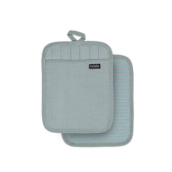 2pc Ladelle Lennox Kitchen Cooking/Baking Pot Holder Heat-Resistant Ice Blue