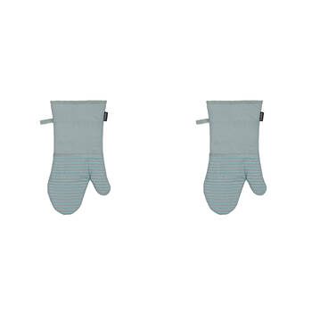 2PK Ladelle Lennox Durable Oven Mitt Heat-Resistant Kitchen Gloves Ice Blue