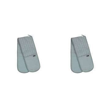 2PK Ladelle Lennox Double Oven Mitt Heat-Resistant Kitchen Gloves Ice Blue