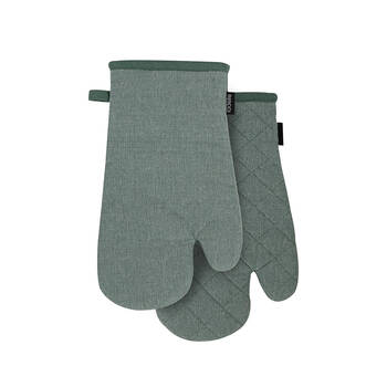 2pc Eco Ladelle Recycled Leaf Oven Mitt Reusable/Washable Pot Holder Green
