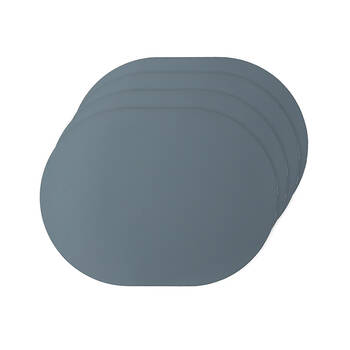 4pc Ladelle Hugo Vinyl Oval Placemat Reusable Table Protector Decor Steel