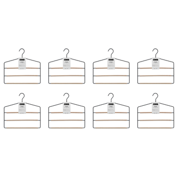 8PK Boxsweden Hangit Toska 3-Tier Metal/Wood Trouser Hanger 36x35cm - Black