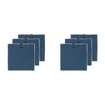 2x 3pcLadelle Mega Waffle Microfibre Dishcloth 30x30cm Reusable/Washable Navy