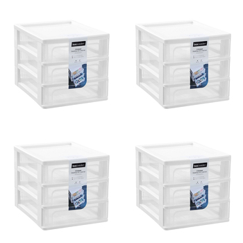 4PK Boxsweden A4 Desktop 3-Drawer Unit 33.5x26cm - Assorted