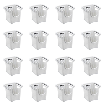 16PK Boxsweden Woven Stackable Basket w/ Wheels 22.5x21.5cm - Assorted