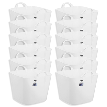 12PK Boxsweden Square Flexible Tub 40L Storage w/ Handle - Assorted