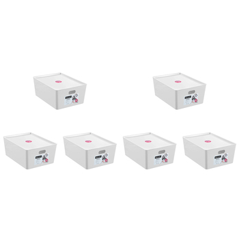 6PK Boxsweden Smooth Tidy Box w/ Lid 12L/26cm - Assorted