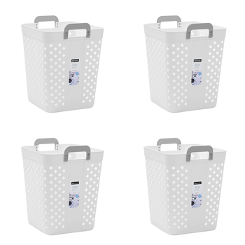 4PK Boxsweden Diamond Laundry Hamper Basket 40x50.5cm - White