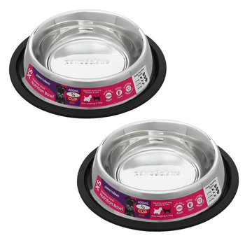 2PK Paws & Claws 400ml Stainless Steel Pet Bowl Black 