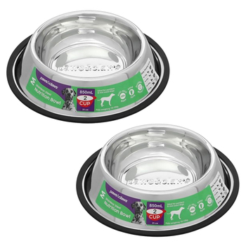 2PK Paws & Claws 850ml Stainless Steel Pet Bowl Black