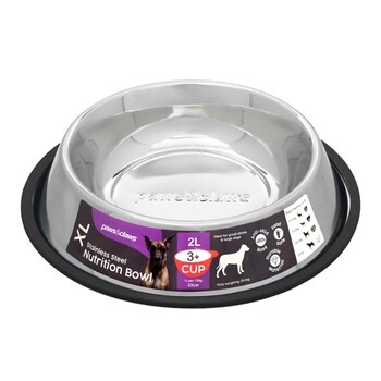 Paws & Claws 2L Stainless Steel Pet Bowl Black