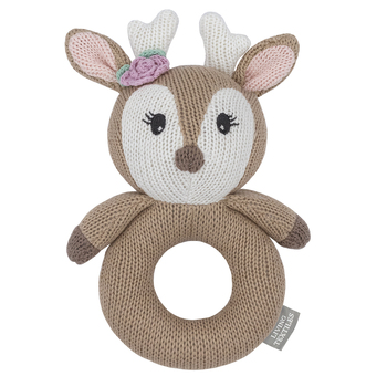 Living Textiles Baby/Newborn Knitted Ring Rattle Ava the Fawn