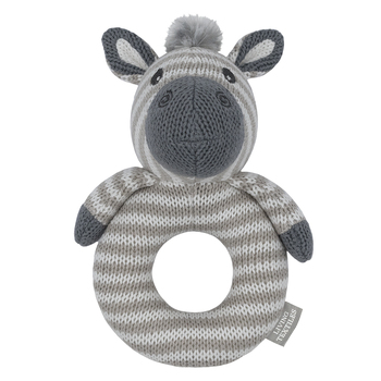 Living Textiles Knitted Ring Rattle Zac the Zebra