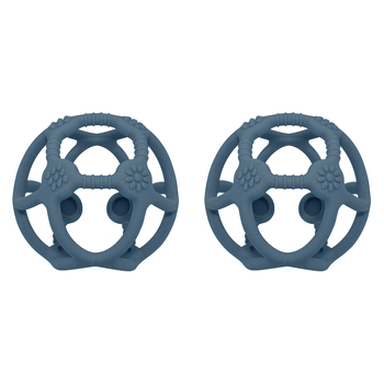 2PK Playground Baby/Infant 10.5cm Silicone Teething Ball 3m+ Steel Blue