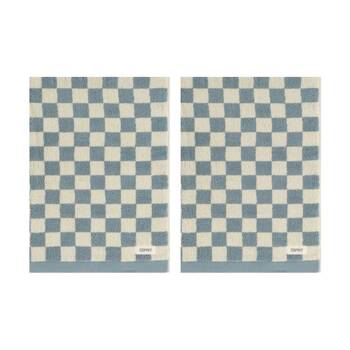 2PK Esprit 550GSM Zenith Bathroom Cotton Hand Towel Checkered Chambray Blue