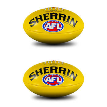2PK Sherrin PVC AFL Outdoor Recreational Play Replica Football Size 4 Yellow