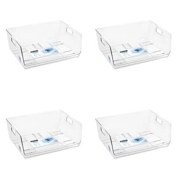 4PK Boxsweden Crystal Stacking Bin Large 40.5x30.5cm- Clear