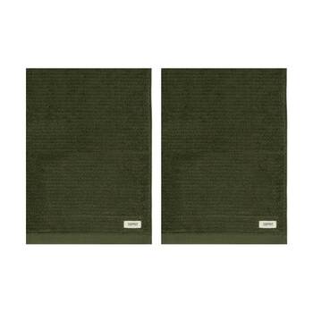 2PK Esprit 600GSM Porto Ribbed Combed Cotton Bath Towel Olive Khaki Green