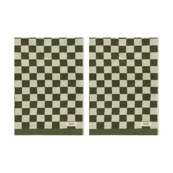 2PK Esprit 550GSM Zenith Bathroom Cotton Bath Towel Checkered Olive Khaki Green