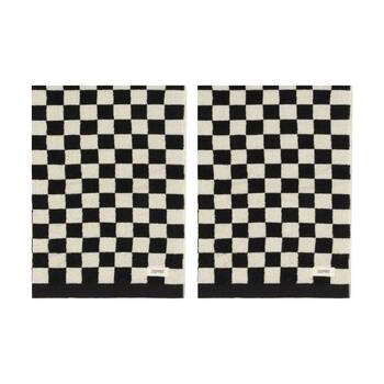 2PK Esprit 550GSM Zenith Bathroom Cotton Bath Towel Checkered Onyx Black
