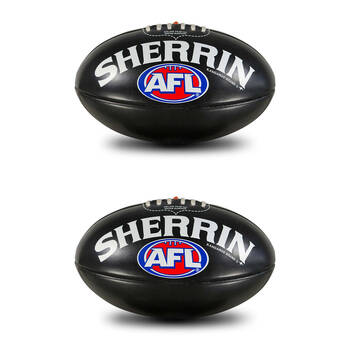 2PK Sherrin PVC AFL Outdoor Recreational Play Replica Football Size 4 Black