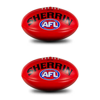2PK Sherrin PVC AFL Outdoor Recreational Play Replica Football Size 5 Red