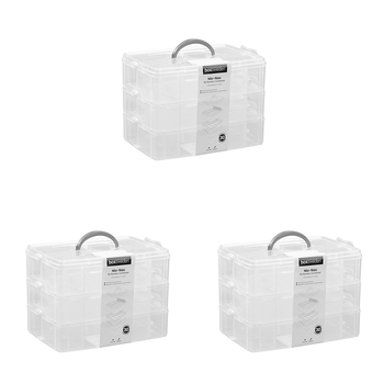 3PK Boxsweden Nic-Nac 3-Tier Box 30-Compartment Container 25x18.5cm - Clear