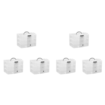 6PK Boxsweden Nic-Nac 3-Tier Box 30-Compartment Container 25x18.5cm - Clear